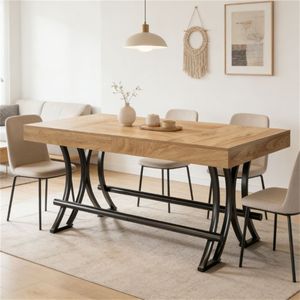 Tavolo da Pranzo Industriale Stile Fattoria con Fascino Vintage Unico - Product Image 3