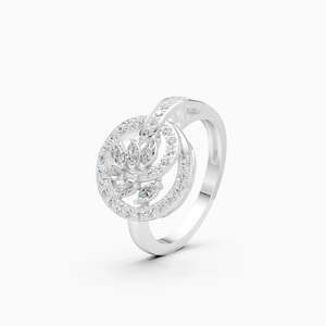 Radiant Leaf <b>Circle</b> Floral Eco Friendly Diamond <b>Ring</b> With 0.54 Ct Lab Grown | In 9K Yellow White And Rose Gold - Product Image 3
