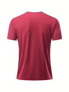 Men's V-Neck Short Sleeve Solid Color Quick Dry T-Shirt Regular Fit Casual Knitted Polyester 5-<b>Pack</b> made Bangladesh manufacture - Product Image 3