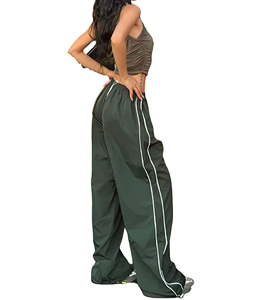 <b>Women</b> Brown Wide Leg <b>Parachute</b> <b>Pants</b> Elastic Waist Full Length Casual Solid Color Drawstring Breathable Eco-Friendly Waterproof - Product Image 5