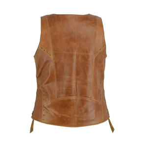 Chaleco de Cuero de Alta Calidad para Mujer, Chaleco de Cuero Genuino con Cremallera, Chaleco Casual de Motocicleta para Mujer, Chaleco de Cuero para Motociclismo al Aire Libre en Venta - Product Image 5