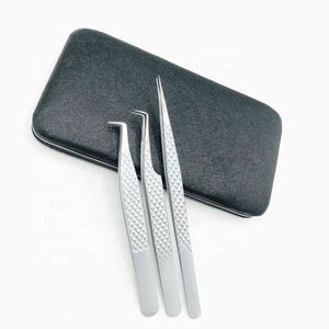 Profesional Venta caliente personalizado 90 grados bota plata brillo volumen fibra extensión de pestañas pinzas Acero inoxidable sólido - Product Image 2