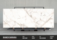 Dalles de sol en pierre frittée de porcelaine grand format 120x320cm, finition brillante, noir fusion, antibactériennes