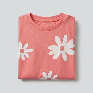 T-shirt en coton doux à imprimé par sublimation pour bébés garçons et petites filles, tricoté à manches courtes, motif uni - Product Image 4