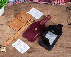 Luxury Custom Genuine Leather Luggage Tags Privacy Flap Travel Bag Tags Suitcase <b>Name</b> <b>Labels</b> Bulk Promo LMP-0295 - Product Image 6