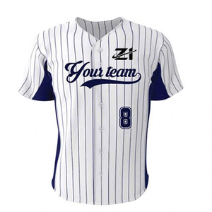 <b>Blue</b> Color Baseball Jersey 100% Polyester Sports <b>Top</b> V-Neck Slight Stretch Fabric, Four Seasons Sports Team Wear Jersey - Product Image 1