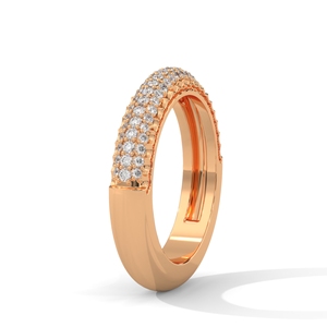Anillo de Eternidad en Oro Rosa con Diamantes Redondos de Corte Brillante, Anillo de Boda Ancho con Pavé de Diamantes para Mujer - Product Image 2