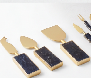 Stylish Metal <b>Cheese</b> <b>Knife</b> <b>Set</b> With Stone Handle Gold Finish Durable <b>Cheese</b> Tools For Kitchen Use Tableware And Dining Use - Product Image 1