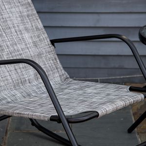 Sedia a dondolo da esterno e interno con logo personalizzato, in tessuto grigio e marrone - Product Image 6