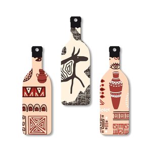 Décoration murale en bois style Warli africain – Artisanat bohème fait main pour la maison - Product Image 1
