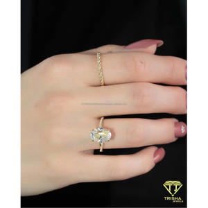 Oval Cut Moissanite Engagement <b>Ring</b> 925 Sterling <b>Silver</b> Gold Plated <b>Solitaire</b> Bridal Wedding Jewelry For Women Elegant Gift - Product Image 4