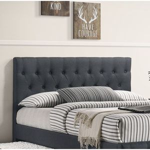 Letto singolo contemporaneo con letto estraibile, doghe in tela color antracite, testiera e pediera imbottite con bottoni, mobili per camera da letto per ragazzi - Product Image 4