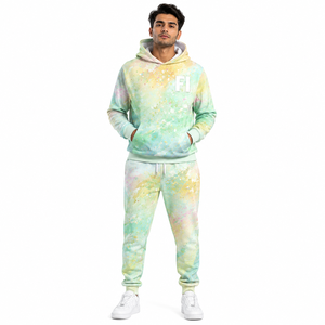 Ensemble de survêtement unisexe tie-dye ODM/OEM – Sweat à capuche coupe classique en coton French Terry, idéal pour le printemps, avec poches – Tenue décontractée - Product Image 1