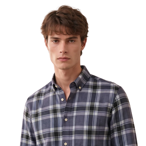 Camisa de Franela a Cuadros Azul Marino Personalizada para Hombre, Manga Larga, con Botones, Estilo Casual, Tela Suave Cepillada, Ropa de Calle para Exteriores - Product Image 3