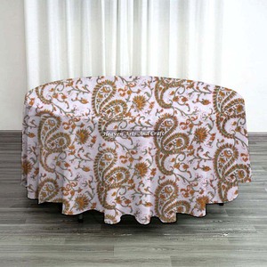 100% Cotton Hand Block Printed Table Cover <b>Linen</b> <b>Tablecloth</b> Basic Organic Factory Wholesale Round <b>Tablecloth</b> - Product Image 1