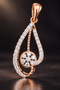 Collier pendentif goutte d'eau en or rose massif 14 carats avec diamant de laboratoire certifié IGI pour femme, cadeau de fête - Product Image 3