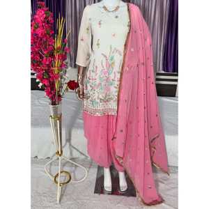 Salwar Kameez de Poliéster de Diseño - Hermoso Conjunto de Blusa, Pantalón y Dupatta para Fiestas - Product Image 1