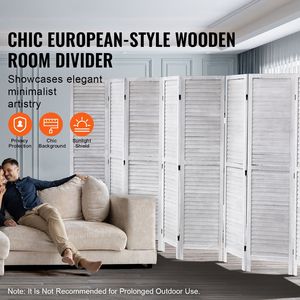 Paravent d'intérieur portable en bois à 8 panneaux, 66,9 pouces de haut, avec design à persiennes, écran de séparation pliable en bois de 66,9 pouces - Product Image 6