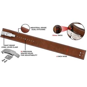 Cinturón de soporte de cintura de cuero con cierre de hebilla ajustable para levantamiento de pesas, entrenamiento de fuerza, unisex - Product Image 3