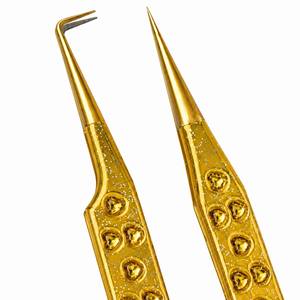 Pinces à cils plaquées or avec motif cœur, pointes de précision pour l'application des cils - Product Image 2