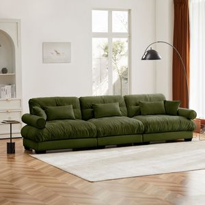Modern 3-Seat Extra Large Velvet <b>Sofa</b> Oversize Cloud-Like Comfort with Waist Pillows & <b>Support</b> for Living Room - Product Image 2