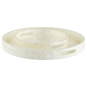 Modern Wood Decorative <b>Tray</b> Set Round Serving <b>Trays</b> <b>Handles</b> Luxury Vanity Organizer American Style Multifunction Coastal Home - Product Image 3
