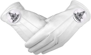 Conjunto de Regalia Masónica para Oficial de Logia Azul, Antimago: Delantal de Antimago, Collar, Joya y Guantes |   Masonería Bordada - Product Image 3