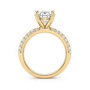 2.0 CTS Solitaire <b>Split</b> Crossover Pave Trendy 14K Yellow Gold Rhodium IGI Certified Lab Grown Diamond Engagement <b>Ring</b> OEM Custom - Product Image 2