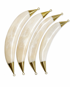 Pendentifs en os naturel avec capuchons en laiton, breloques en os polies faites à la main pour la fabrication de colliers, fournitures d'artisanat - Product Image 1