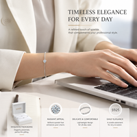 Bracelet chaîne à maillons en argent 925, Moissanite Solitaire Couleur D VVS1, anti-ternissement, pour femme, idéal pour le bureau, luxe, élégant, cadeau d'anniversaire