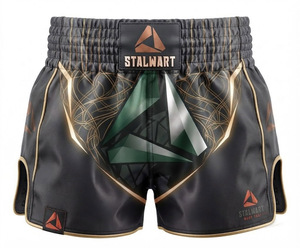 Stalwart Muay Thai Shorts Embroidered Koi Fish Design Navy Blue Polyester Cotton Quick Dry Eco-Friendly Customized Durable All - Product Image 3