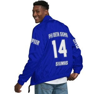 Chaqueta de la Fraternidad Phi Beta Sigma para Hombre, Azul, con Letras Griegas Bordadas, Estilo Bomber Casual con Botones, Venta al Por Mayor OEM, Última Tendencia - Product Image 2