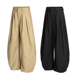 Pantalones Anchos Negros para Hombre, Cintura Alta, Algodón, Casuales, con Bolsillos Laterales, Antiarrugas, Estilo Otoñal - Product Image 2