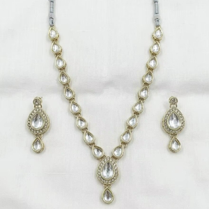 Indian Gold Plated Alloy Women's Trendy Lock Design Artificial Kundan Insert Necklace <b>Set</b> Party Anniversary Jewelry - Product Image 1