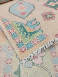 Alfombra turca anudada a mano de 10x14 pies, ¡Adoro esta alfombra de lana en tonos rostcosos y verdes! Tejida a mano, con corte de bucle, alfombra abstracta bordada. - Product Image 3