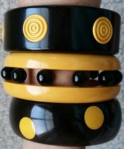 Designer Resin and Wood <b>Bangles</b> with Natural <b>Charm</b> Jewelry Findings - Product Image 4