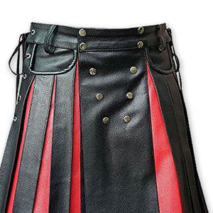 หนังวัวแท้ สไตล์กิลท์สก็อตแบบจีบ สำหรับผู้ชาย สีแดงและสีดำ รุ่น 2026 - Product Image 4