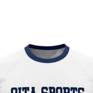 Maillot de netball unisexe blanc et bleu marine en polyester à manches courtes, vêtement de sport athlétique, uniforme d'équipe pour match - Product Image 5