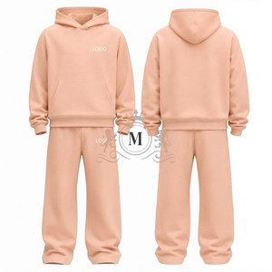 Ensemble de survêtement rose à capuche pour homme, couleur unie, longueur intégrale, 100 % coton, sweat-shirt décontracté avec coupe classique 320 g/m² - Product Image 5