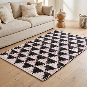 8' x 10' Tribal Diamond Recycled Cotton Area <b>Rug</b> for Living Room Scandinavian Farmhouse & <b>Rustic</b> Home - Product Image 4