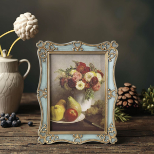 5x7 Vintage Picture <b>Frame</b> Antique Style Old-Fashioned Floral Photo <b>Frame</b> <b>Wall</b> and Tabletop Victorian Art <b>Frame</b> Made of Resin - Product Image 4