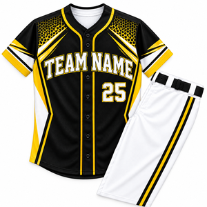 Ensemble de maillots de baseball personnalisables à manches courtes 100% polyester anti-humidité avec nom d'équipe imprimé pour adultes - Product Image 5