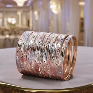 ขายส่งกำไลชุบทอง3โทนกำไลแฟชั่นชุบทอง3โทนกำไลหลายสีกำไลข้อมือสามสี - Product Image 2