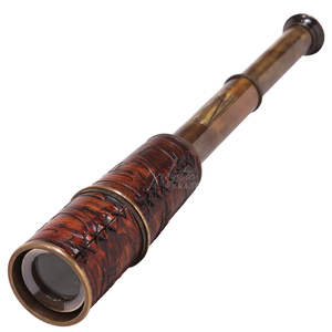 Telescopio náutico de mano largo con acabado en cuero cosido a mano y latón. Disponible a precios de mayorista. - Product Image 1