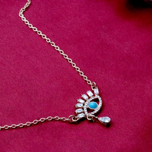 Collar Colgante de Plata de Ley 925 Bañado en Oro Rosa con Circonitas Baguette y Turquesa Ojo Turco, Venta al por Mayor, Memoria Jewels - Product Image 6