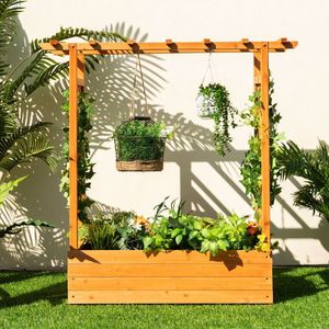 <b>Raised</b> Garden Bed with Trellis for Climbing Plants Flower Pots & <b>Planters</b> Hanging Pot Display - Product Image 3