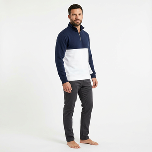 Wholesale <b>Half</b> <b>Zip</b> <b>Sweatshirt</b> Factory 350gsm Cotton <b>Half</b> <b>Zip</b> <b>Sweatshirt</b> Drop Shoulder <b>Half</b> <b>Zip</b> <b>Sweatshirt</b> - Product Image 3