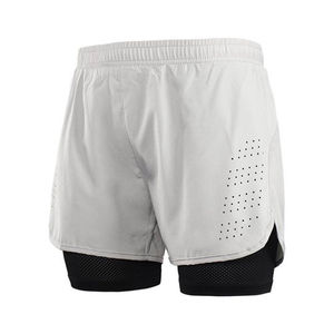 Vêtements de sport pour hommes, shorts de course à compression personnalisés, double couche, écologiques, respirants, en polyester - Product Image 5