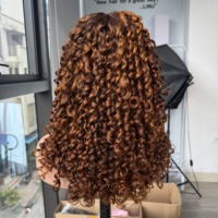 Pixie perruque bouclée couleur marron piano vente chaude perruque de cheveux humains bruts dentelle transparente qualité de luxe Super Double dessiné