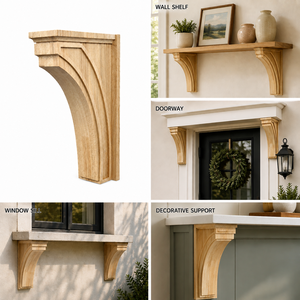 Console en bois massif sculptée traditionnelle pour étagère murale, support décoratif, décoration de bâtiment, surface brute - Product Image 3